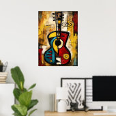 Abstract Expressionistische Ukulele – Symbolisch M Poster (Thuiskantoor)