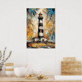 Abstract expressionistische vuurtoren schilderij k poster (Keuken)