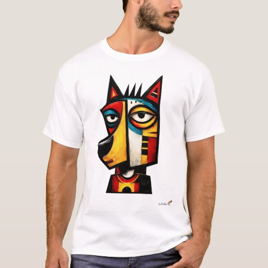Abstract Expressionistische Wolf Geometrische Mode T-shirt (Voorkant)