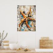 Abstract expressionistische zeester-schildering ku poster (Keuken)