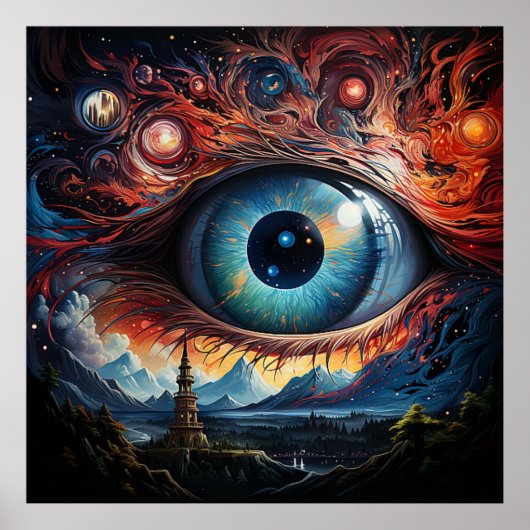 Abstract Eye Art Trippy Skyscape Poster (Voorkant)