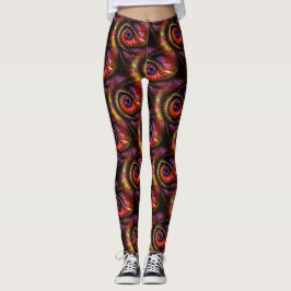 Abstract eyes in reds and purples leggings