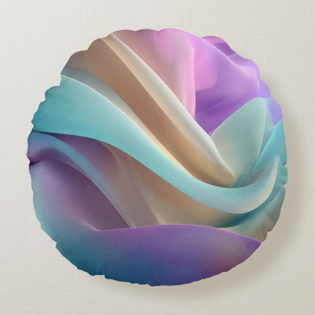 Abstract Fabric Texture in Pastel Tones Rond Kussen (Voorkant)