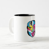 Abstract Face Art logo ontwerp Tweekleurige Koffiemok (Voorkant links)