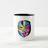 Abstract Face Art logo ontwerp Tweekleurige Koffiemok (Center)