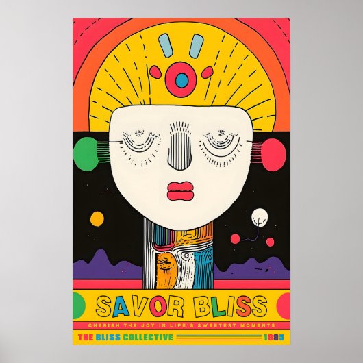 Abstract Face Art Print Retro Pop Exhibition (Voorkant)
