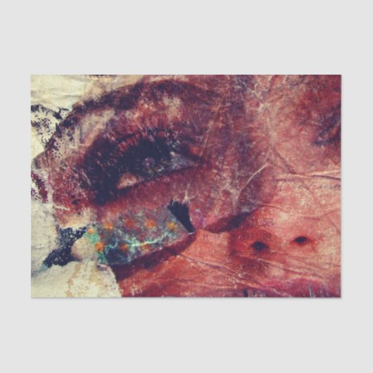 Abstract Face Mixed Media collage decoupage Tissuepapier (Voorkant)