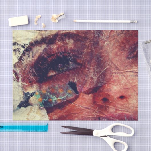 Abstract Face Mixed Media collage decoupage Tissuepapier (Craft)