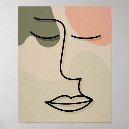 Abstract Face Muted Tones Earth Tones Boho Trendy Poster (Voorkant)