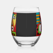 Abstract Face with Wine Stemless Wine Glass Wijnglas Zonder Voet (Rechts)