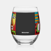 Abstract Face with Wine Stemless Wine Glass Wijnglas Zonder Voet (Links)