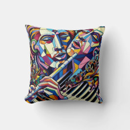 Abstract Faces and Instruments Kussen