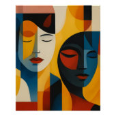 Abstract Faces Art Print, Dual Portrait, Abstract Perfect Poster (Voorkant)