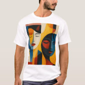 Abstract Faces Art Print, Dual Portrait, Abstract T-shirt (Voorkant)