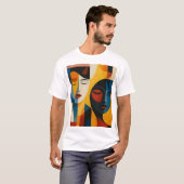 Abstract Faces Art Print, Dual Portrait, Abstract T-shirt (Voorkant volledig)