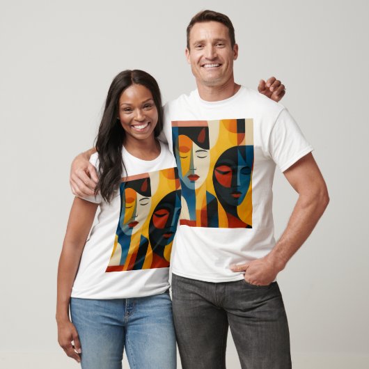Abstract Faces Art Print, Dual Portrait, Abstract T-shirt (Unisex)