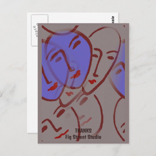 Abstract Faces, Fig Street Studio Briefkaart (Voorkant / Achterkant)
