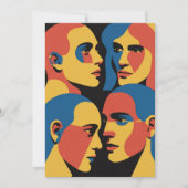 Abstract Faces Grid Art Print, Human Faces Kaart (Voorkant)