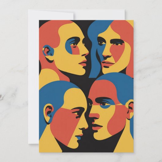 Abstract Faces Grid Art Print, Human Faces Kaart (Voorkant)