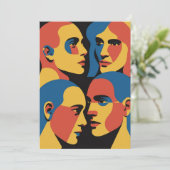 Abstract Faces Grid Art Print, Human Faces Kaart (Staand voorkant)