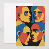Abstract Faces Grid Art Print, Human Faces Kaart (Voorkant / Achterkant)