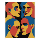 Abstract Faces Grid Art Print, Human Faces Perfect Poster (Voorkant)