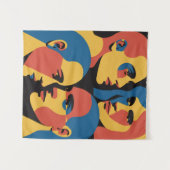 Abstract Faces Grid Art Print, Human Faces Wandkleed (Voorkant (horizontaal))