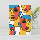 Abstract Faces Print, Vibrant Geometric Art Kaart (Staand voorkant)