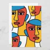 Abstract Faces Print, Vibrant Geometric Art Kaart (Voorkant / Achterkant)