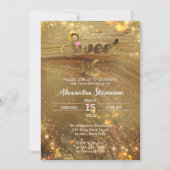 Abstract Fancy - chic Trendy Gold Glitter Sweet 16 Kaart (Voorkant)