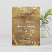 Abstract Fancy - chic Trendy Gold Glitter Sweet 16 Kaart (Staand voorkant)