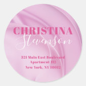 Abstract Fancy Roze Rond Terugkeeradresetiket Ronde Sticker (Voorkant)