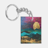 Abstract Fantasie Maanlandschap Tweezijdig Acryl Sleutelhanger (Voorkant Links)