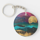Abstract Fantasie Maanlandschap Tweezijdig Acryl Sleutelhanger (Voorkant)