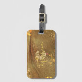 Abstract Fantasie Nep Goud Glitter Monogram Bagagelabel (Voorkant (verticaal))