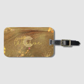 Abstract Fantasie Nep Goud Glitter Monogram Bagagelabel (Voorkant (horizontaal))