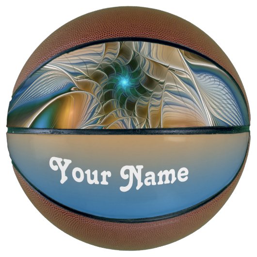 Abstract Fantastisch fractal met blauwe naam Basketbal (Voorkant)