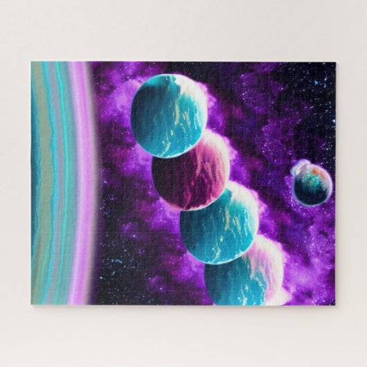 Abstract Fantastisch Paars en Aqua Universe Legpuzzel (Horizontaal)