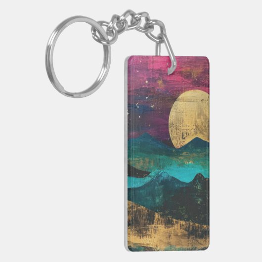 Abstract Fantasy Moonscape Two-sided Acrylic Sleutelhanger (Voorkant Links)