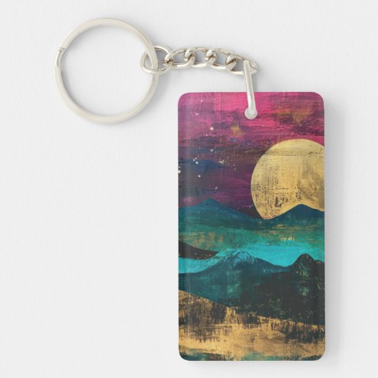 Abstract Fantasy Moonscape Two-sided Acrylic Sleutelhanger (Voorkant)