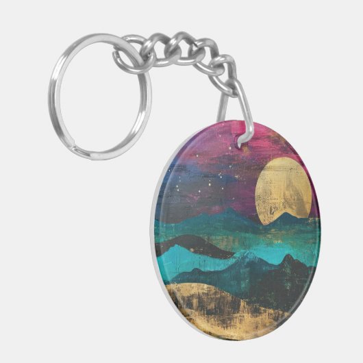 Abstract Fantasy Moonscape Two-sided Acrylic Sleutelhanger (Voorkant Links)