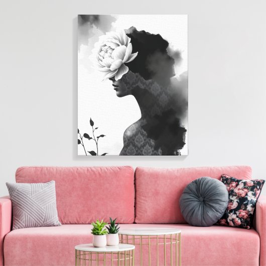 Abstract Fashion Portrait  Canvas Afdruk (Insitu (Woonkamer))