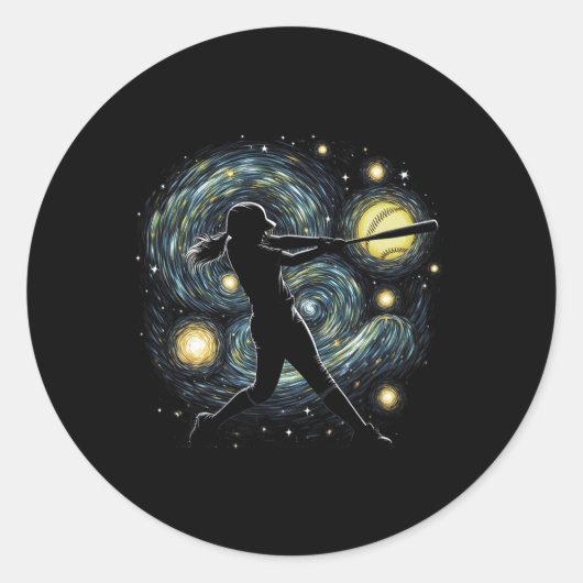 Abstract Fastpitch Softbal Slag Softbal In De Ronde Sticker (Voorkant)