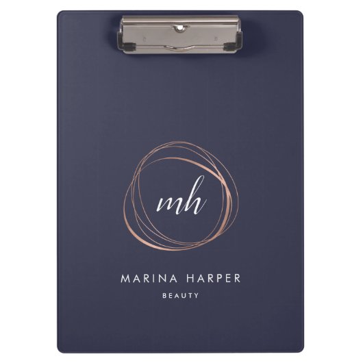 Abstract Faux Roos Gold Monogram Logo Klembord (Voorkant)