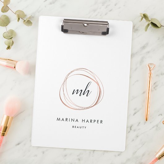 Abstract Faux Roos Gold Monogram Logo Klembord