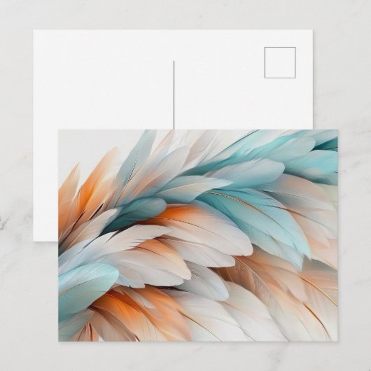 Abstract Feather Flow – Soft Elegance Briefkaart (Voorkant / Achterkant)