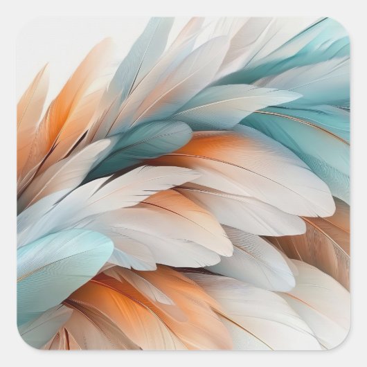 Abstract Feather Flow – Soft Elegance Vierkante Sticker (Voorkant)