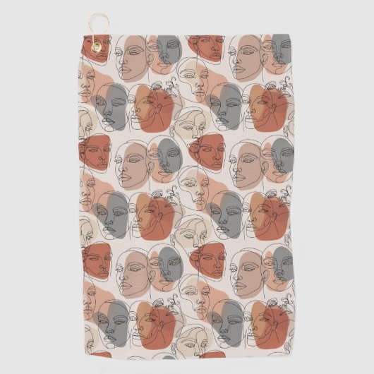 Abstract Feminine Face Pattern Golfhanddoek (Voorkant)