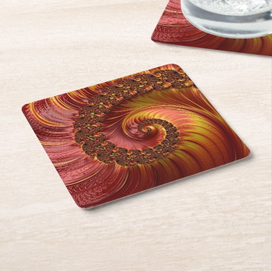 Abstract Fiery Spiral Fractal Kartonnen Onderzetters (Schuin)
