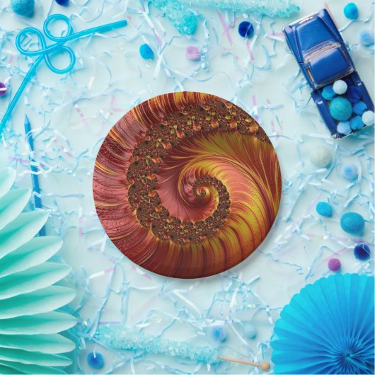 Abstract Fiery Spiral Fractal Papieren Bordje (Feest)